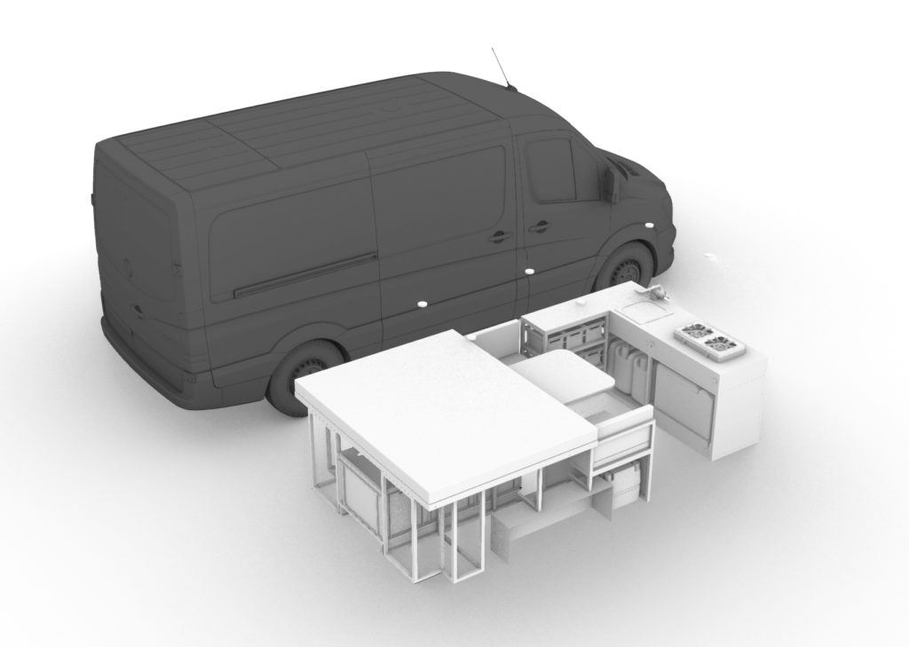 CAD Modell der Möbel im Sprinter H1L2